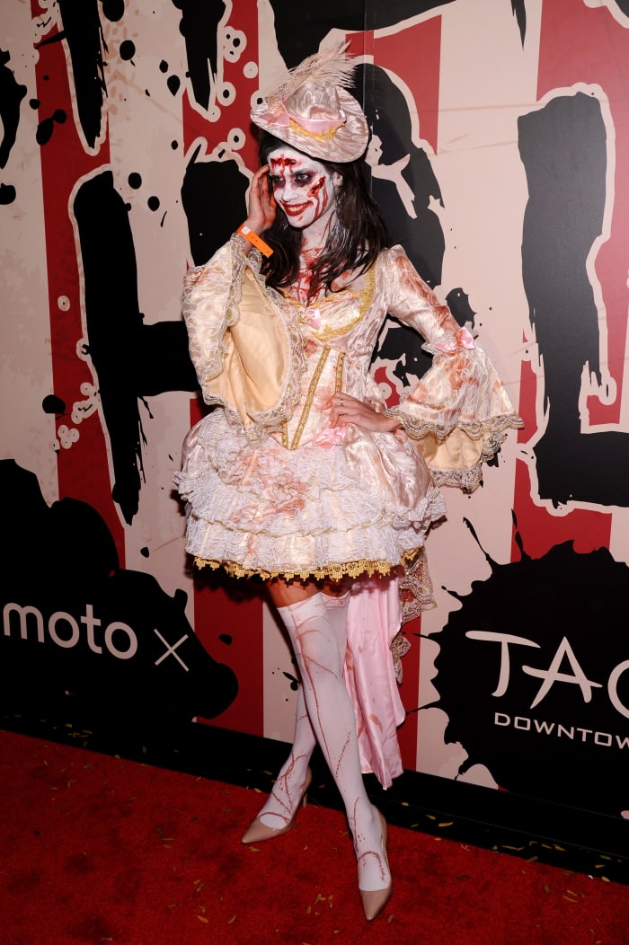 Model Sara Sampaio attends Moto X presents Heidi Klum's 15th Annual Halloween Party.